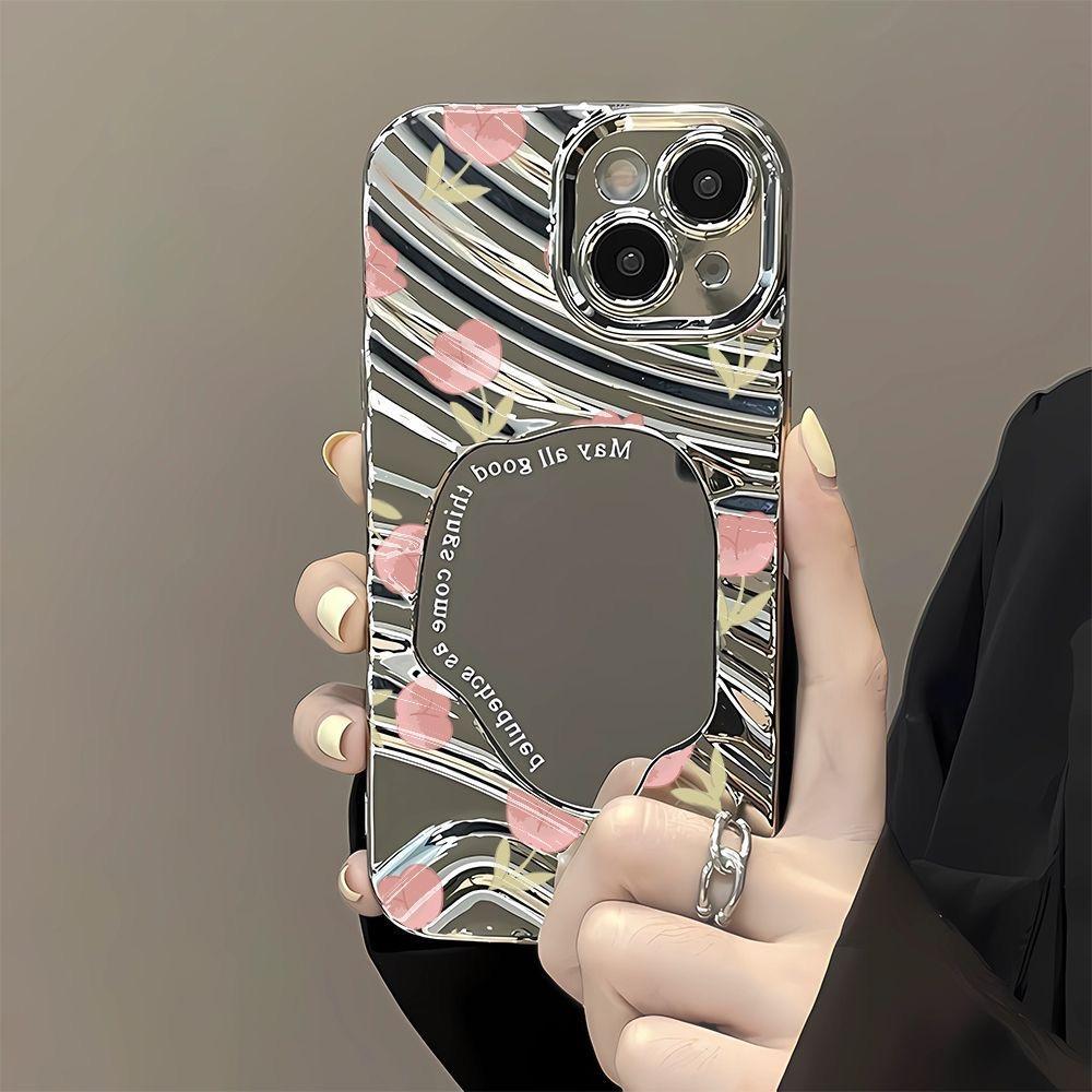 Mirror Phone Case for iPhone 16 11 13 14 for 16 Pro 12 13 15 16 Pro Max for Samsung A15 A16 A35 A55 Cute Cloud Flower Puppy Electroplated Phone Case