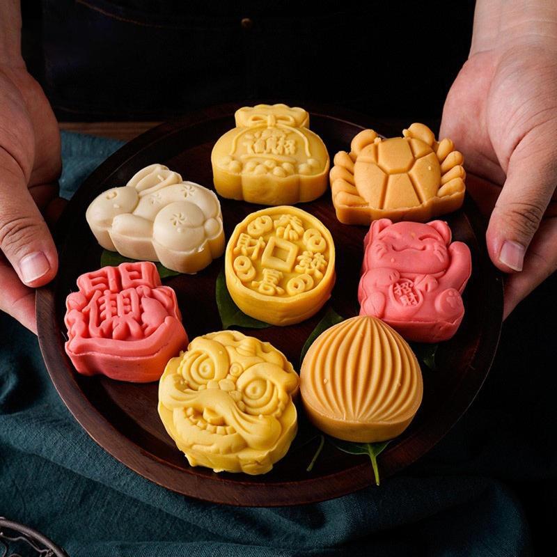 50g Sacos de Bênção Fofos Moldes para Pastelaria Molde de Bolo da Lua Molde de Bolo da Lua Pressão Manual Material Plástico Acessórios de Cozinha