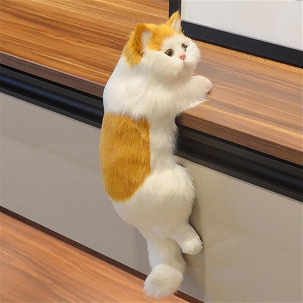 Cute Simulation Cat Plush Dolls Ornaments Figurine Home Desk Tv Hanging Toy Decor Car Decoration Stuffed Animals Sculptures