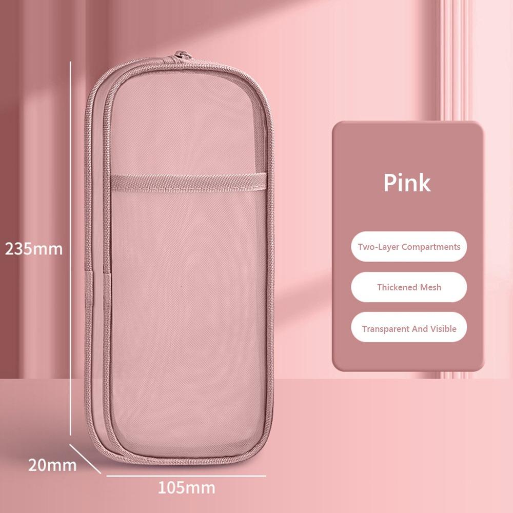 Double-layer Pen Bag Mesh Pen Pouch New Stationery Bag  Gift