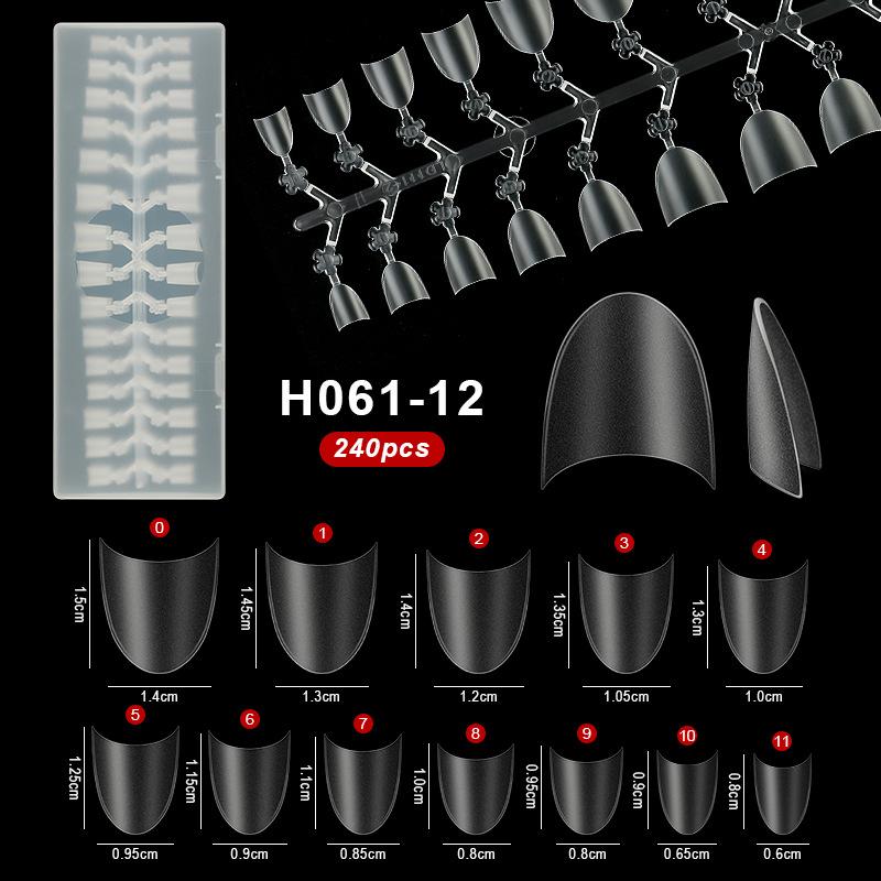 Medium Square Nail Fake Patch, 240 Pieces Soft Gel X Nail Fake Patch Square Matte Transparent Semi-Covered Acrylic Nail Fake Pat