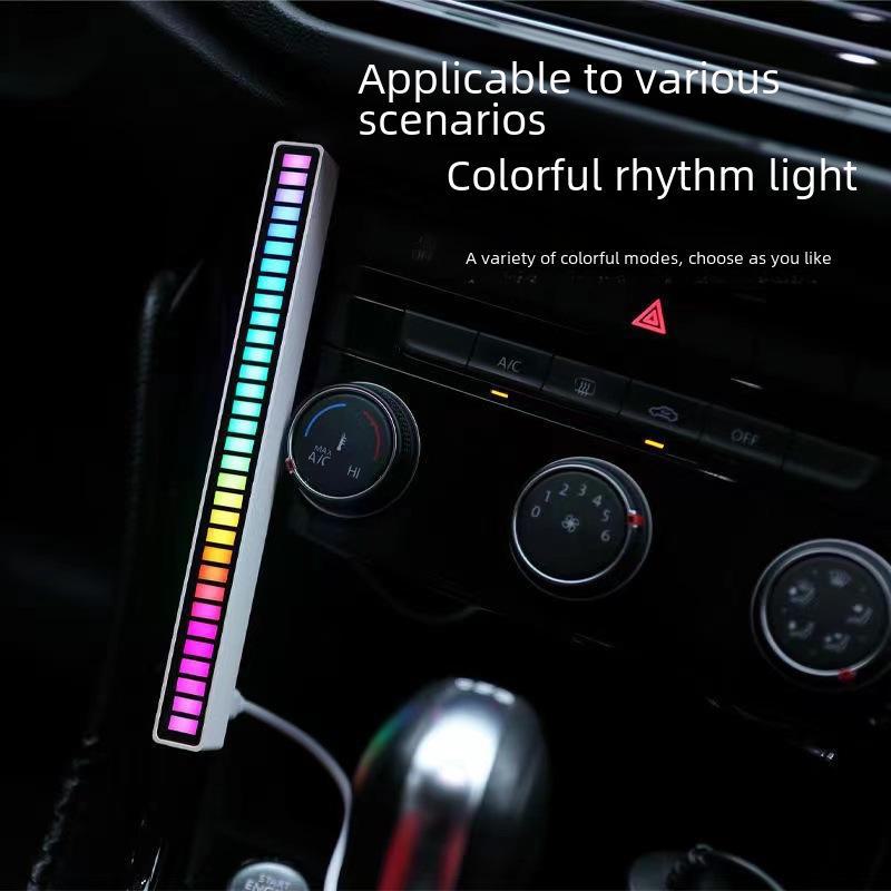 Bluetooth Voice-Controlled RGB Sensor LED Light Bar - Music Rhythm & Atmosphere Light for Desktop or Car.