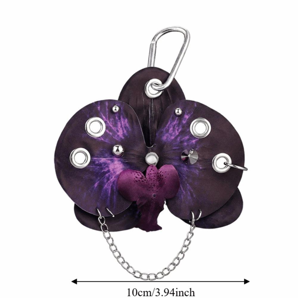 Handmade Drilling and Puncture Orchid Keychain Backpack Decoration Flower Bag Pendant  Gifts