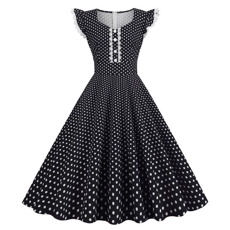 QICED Women's Fashion Summer Spring V-Neck Short Sleeve Casual Dresses