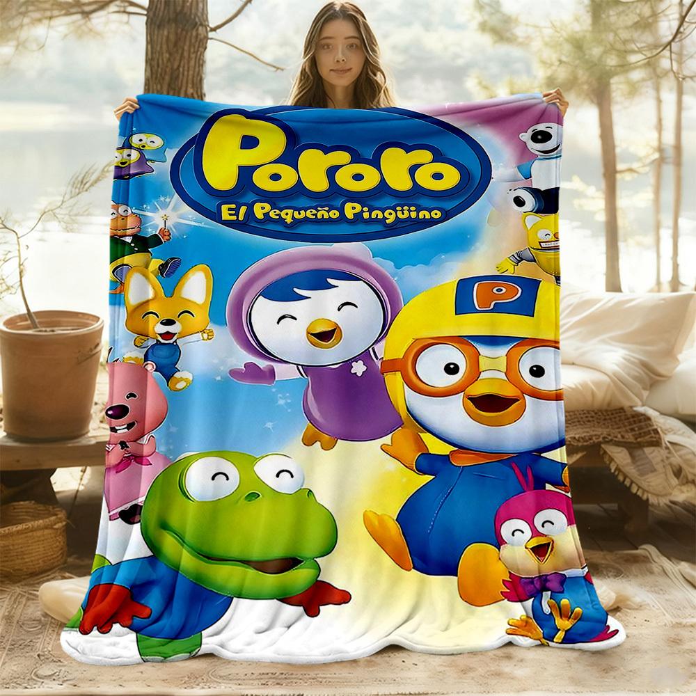 1pc Pororo Adventure Outdoor Blanket Lightweight Flannel, Soft & Warm, All-Season Use for Sofa, Outdoor, Camping, Living Room048