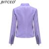 BITCED Women's Casual Leather Jacket Stand-up Collar Slim-Fit Outerwear Spring/Autumn Solid-Colour Leather Jacket