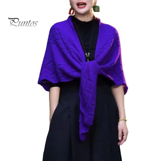 Strickschal für Damen, einfarbig, Fransendesign, leicht, vielseitig, hohl, Schal mit offenem Strickmuster