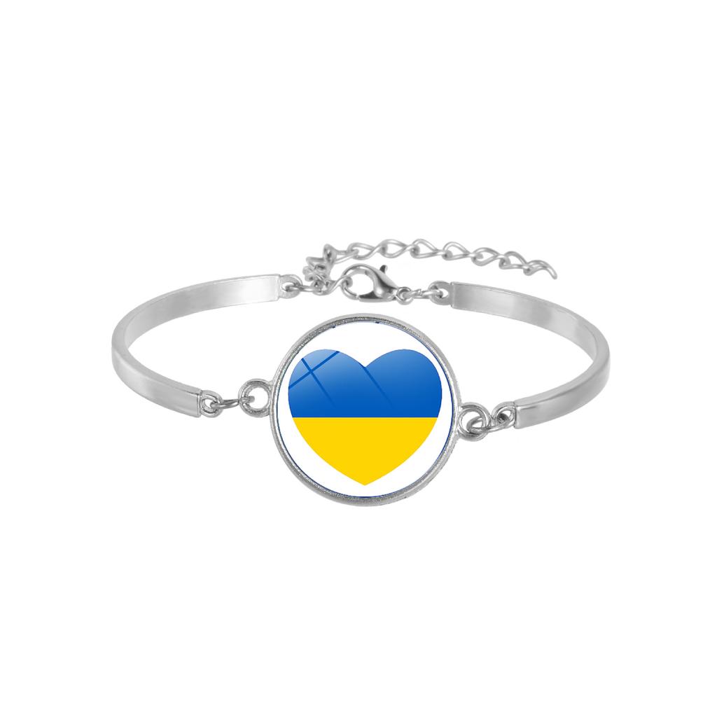 Ukraine Trident Blue Yellow Alloy Bracelet, National Style Memorial Jewelry