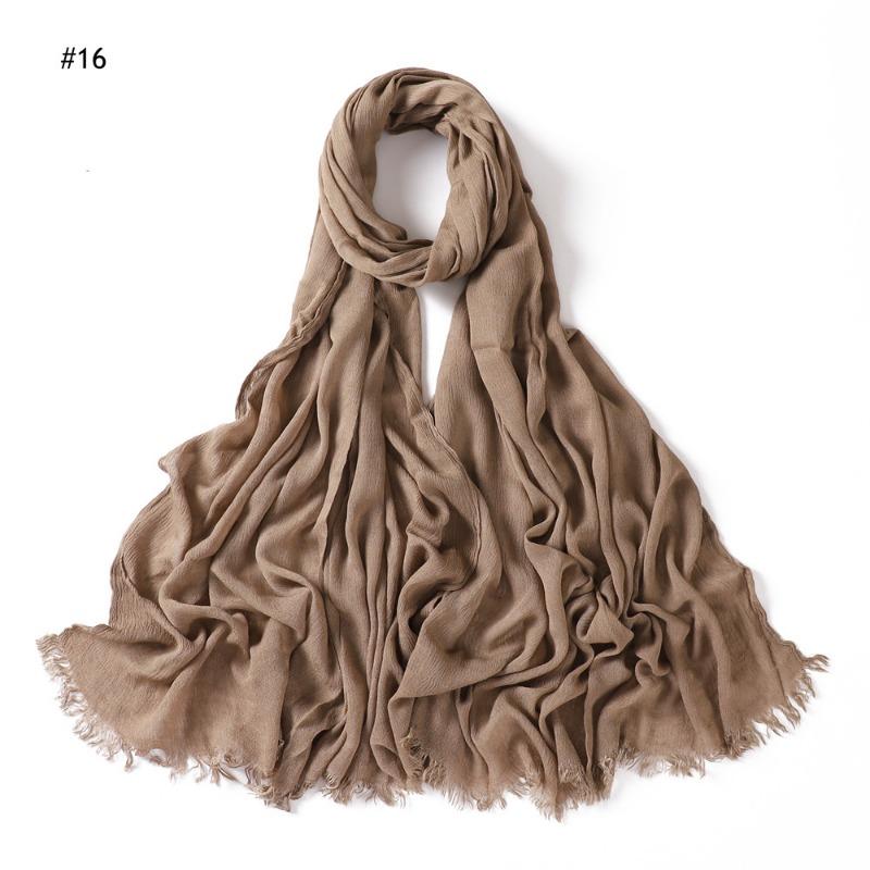 % Rayon Pleated Solid Color Human Cotton Two-end Beard Bag Headscarf Female, New Breathable Soft Scarf