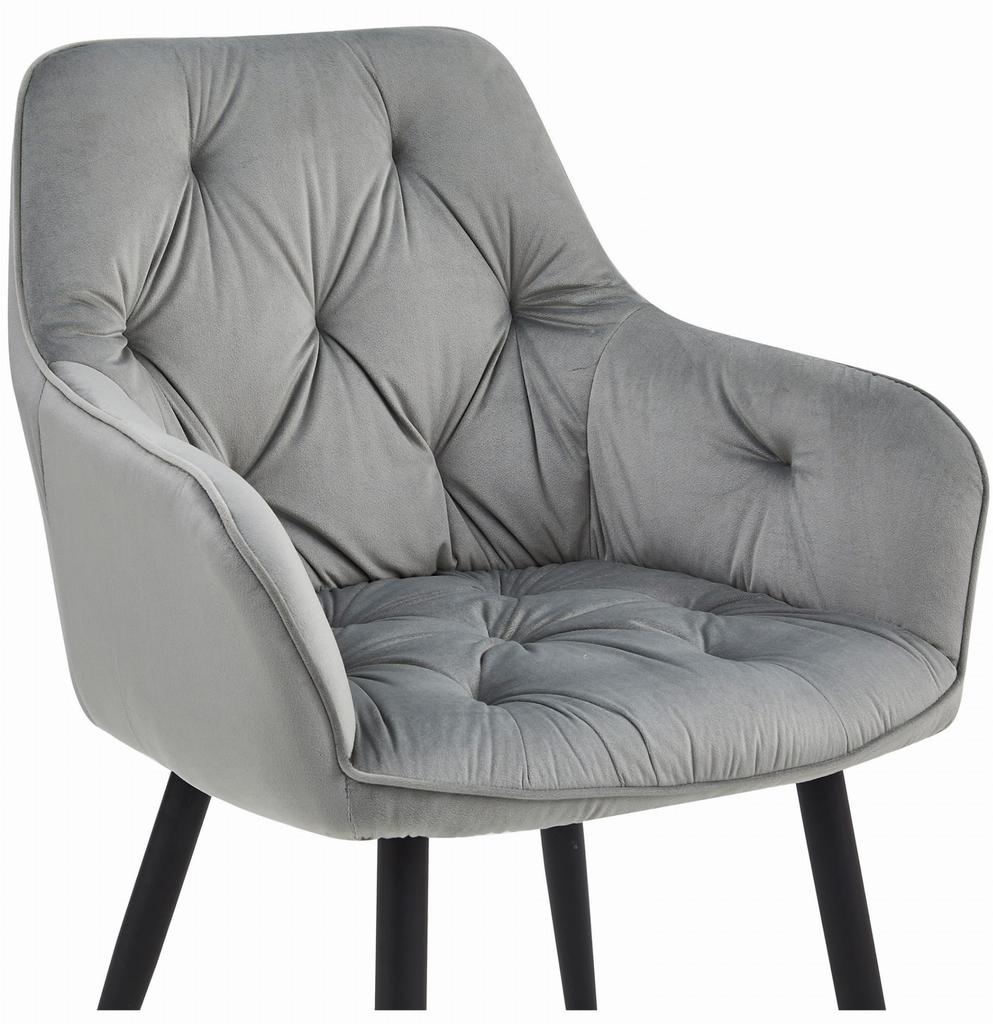 Jork Chair - Silver-Gray Velvet / Black Legs X 1