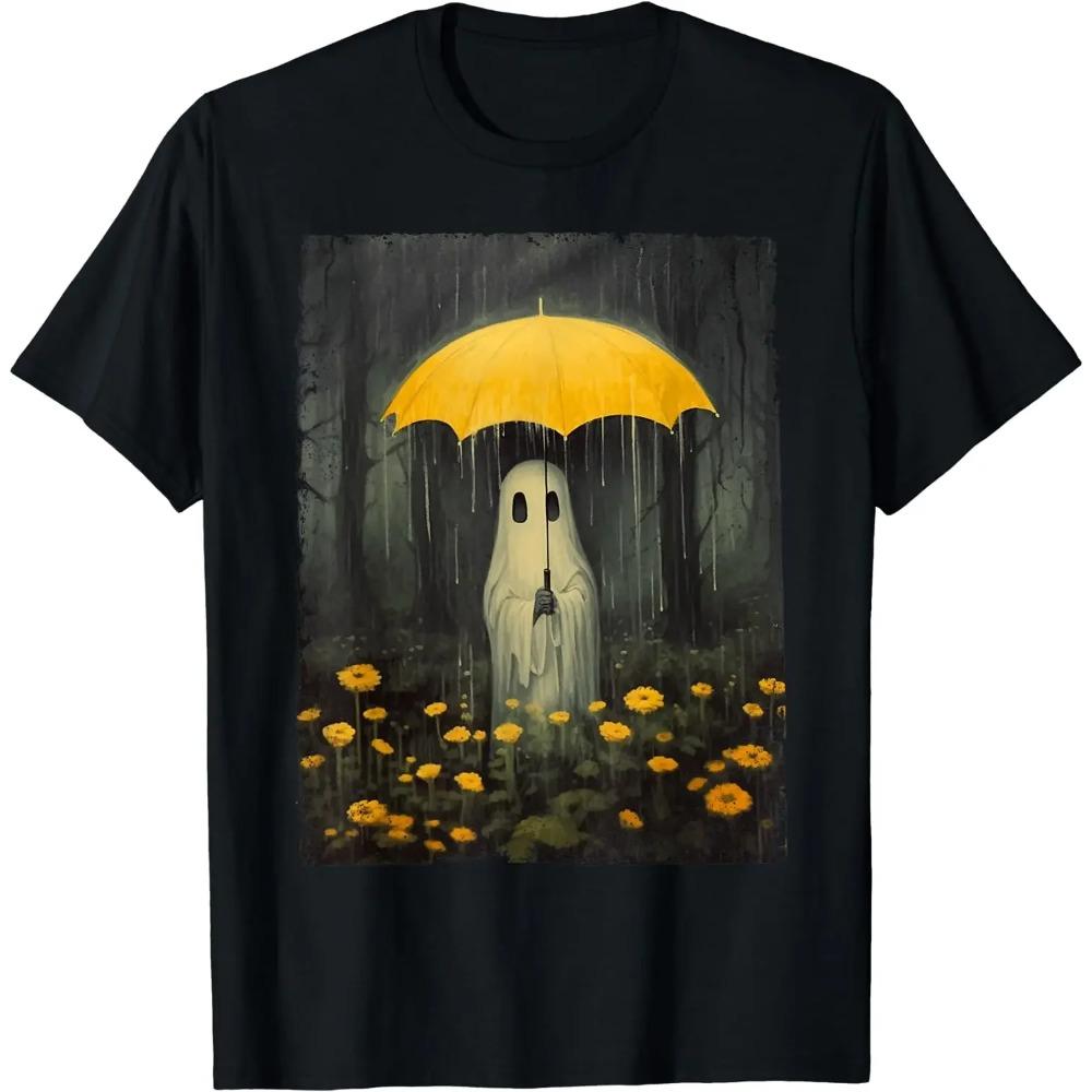 Rainy Ghost Halloween Lonely Ghost In The Forest Gothic T-Shirt Oversized T Shirt for Men Women Casual  Daily Four Seasons
