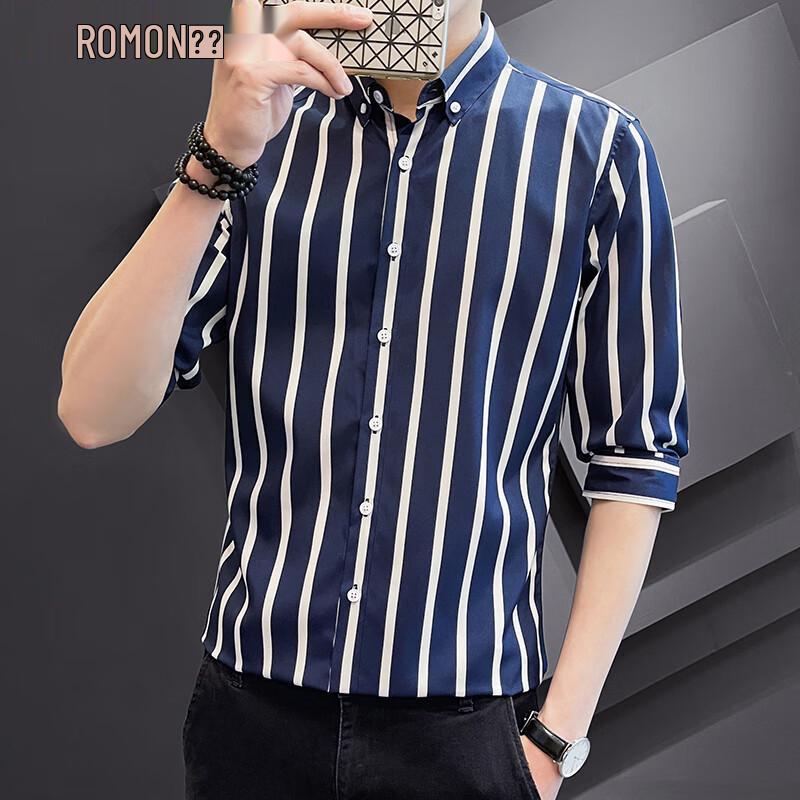 Мужская рубашка ROMON с рукавом 3/4, охлаждающая, несминаемая, в стиле business casual M