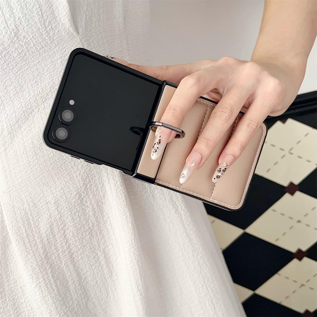 Leder Daunenjacke Handyhülle für Samsung Galaxy Z Flip7 Flip5 Flip6 ZFlip7 6 5 4 3 Flip7 FE Ringhalter Scharnier Schutzhülle
