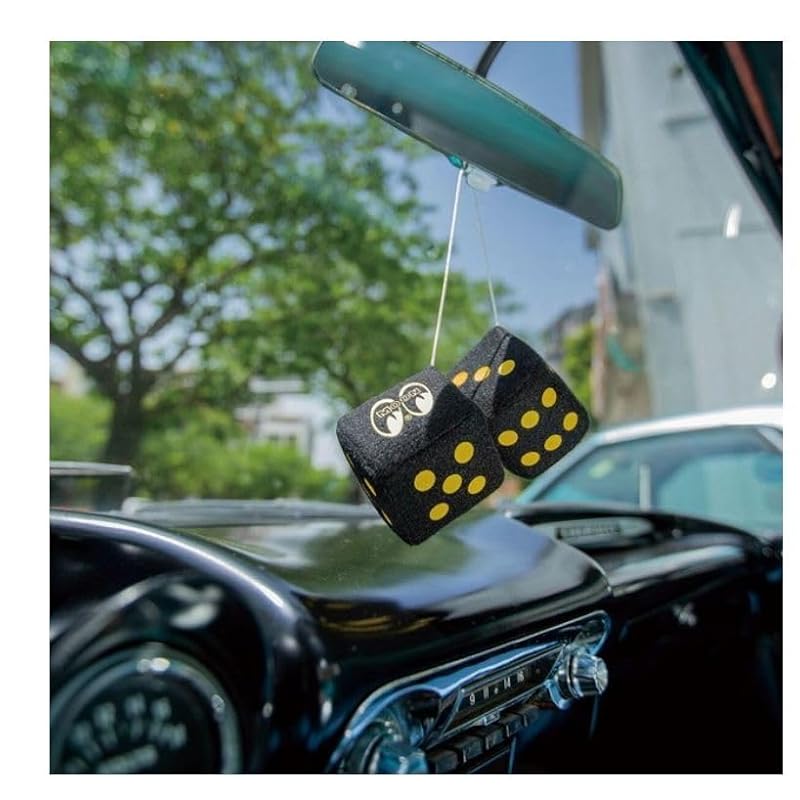 MOONEYES MOON Fuzzy Dice (MG878:BK) Car, Motorcycle, American Goods