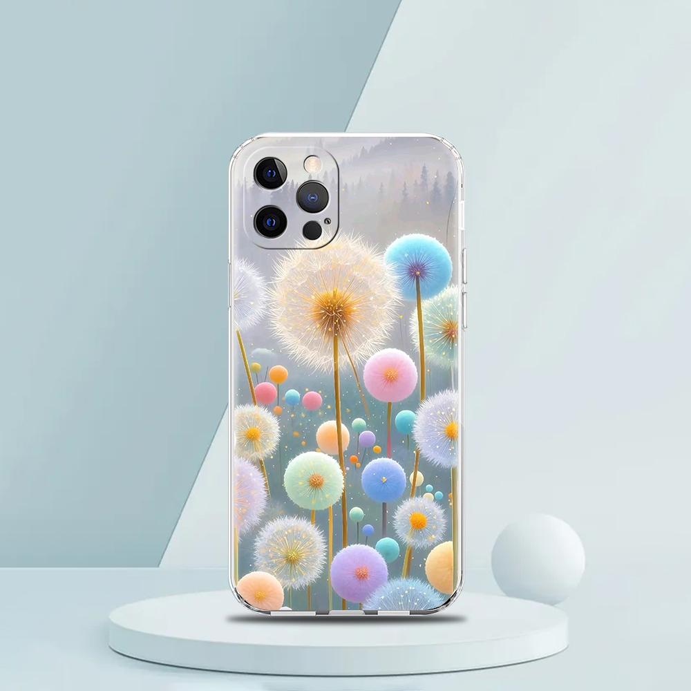 Soft TPU Transparent Phone Case Cover for iPhone 16 15 14 13 12 11 Pro Max XR 8 7 Plus XR Shell Small Flower Stars Pattern Bags