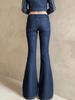 Deep Blue Low-Rise Flared Jeans - Street Style Slim Fit