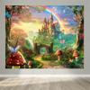 Fairy Tale Fantasy World Castle Background Cloth: Charming Forest, Rainbow and Castle, Parties, Weddings, Birthdays