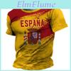 Summer Mens Spain Tshirt Short Sleeve Spain National Emblem Flag 3d Print Fashion O Neck Pullover Shirt Male Oversize Clothing