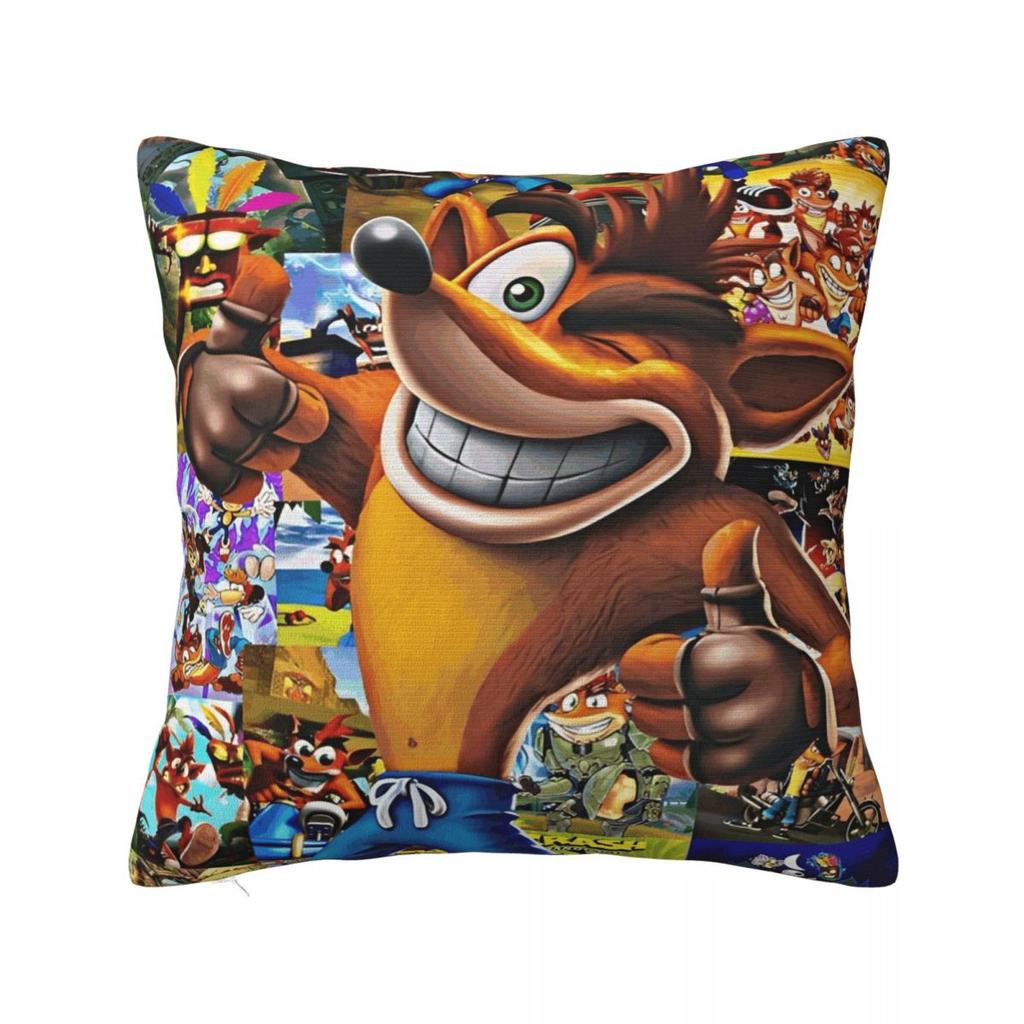 Crashs Bandicoots Cartoon Pillow Covers Merchandise Soft Cushion Cover Decoration Video Game Pillow Case Home Multiple Sizes