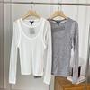 2025 Spring Women's Minimalist Slim Double-Layer Knit Faux Two-Piece T-Shirt