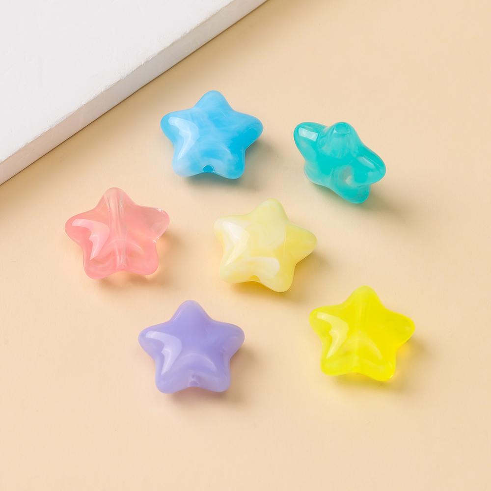5pcs/Lots Acrylic Pentagram Beads Colored Star Shaped Spacer Loose Beads for DIY Jewelry Making Earrings Phone Chain Findings