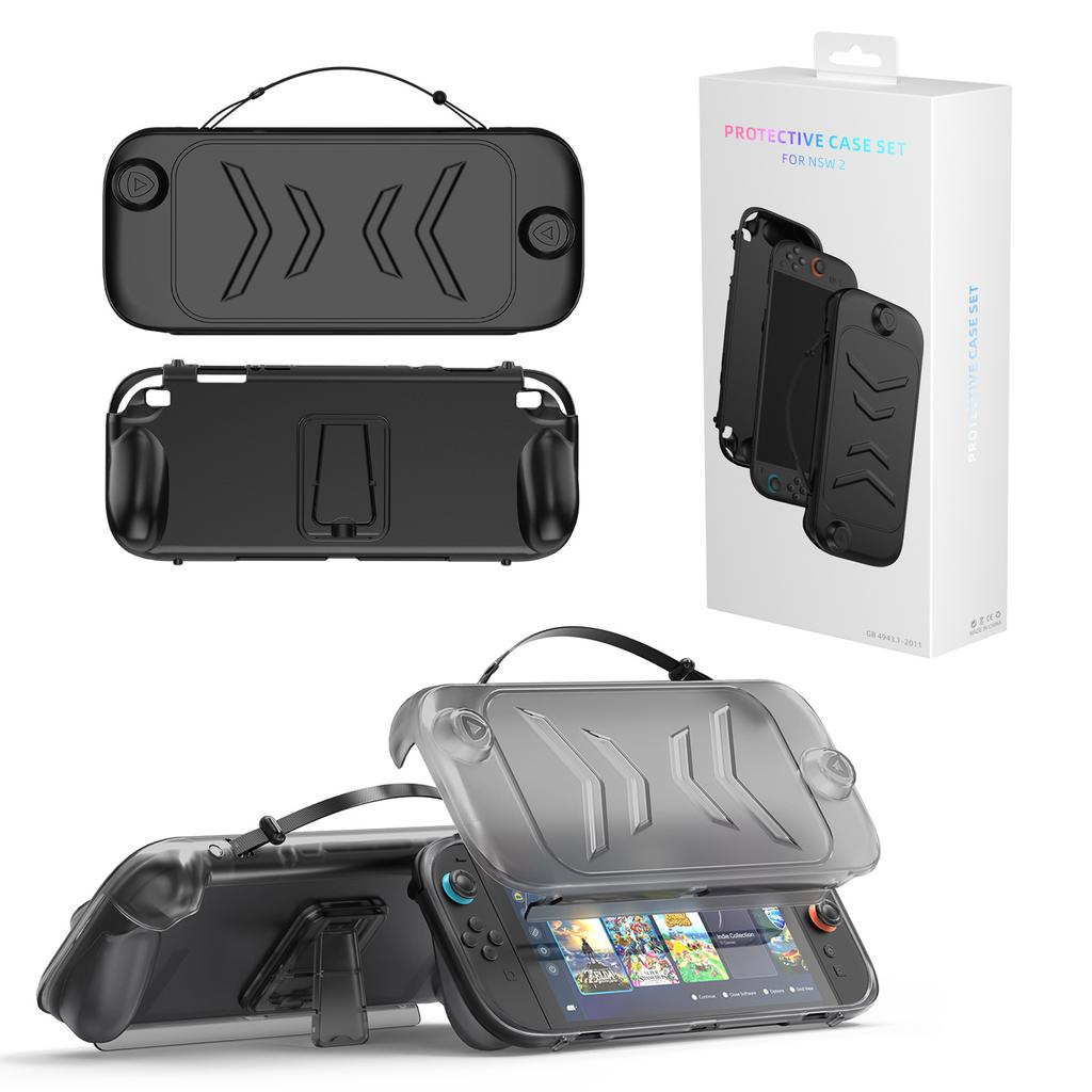 360 Protection TPU PC Case for Nintendo Switch 2 Portable Handle Stand Full Protective Cover Case