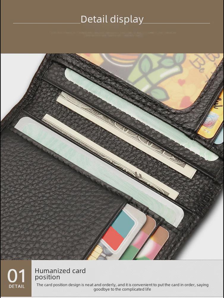 RFID-Kartenhalter aus echtem Leder für Herren mit Steckplatz für Ausweisfoto, 2-fach gefaltete Oberschicht aus Rindsleder, Modell 8149.