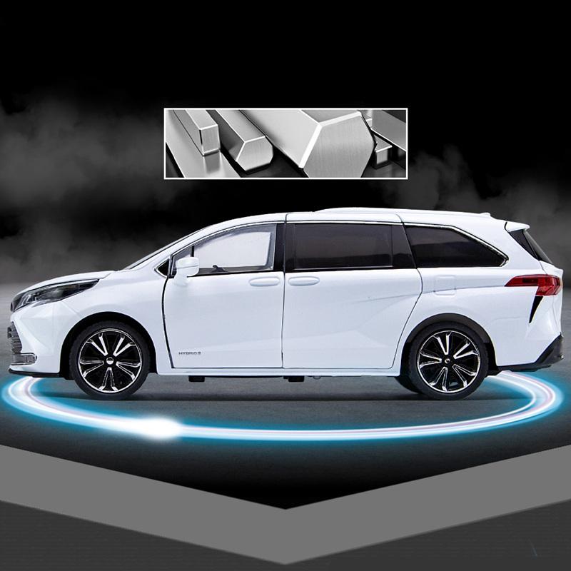 1/24 TOYOTA Sienna MPV Alloy Car Model Diecast Metal Vehicles Car Model High Simulation Sound and Light Collection Kids Toy Gift
