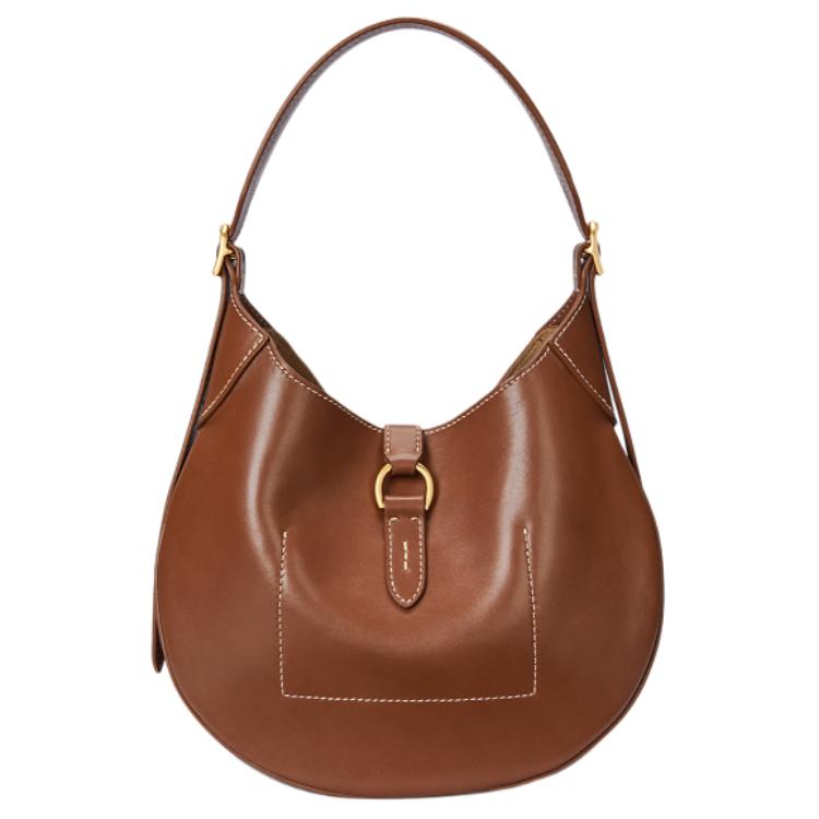 Polo Ralph Lauren Polo ID Gold Hardware Leather Dumpling Shoulder Bag Small Women Shoulder Bag Brown WAPOBAG02V20147200