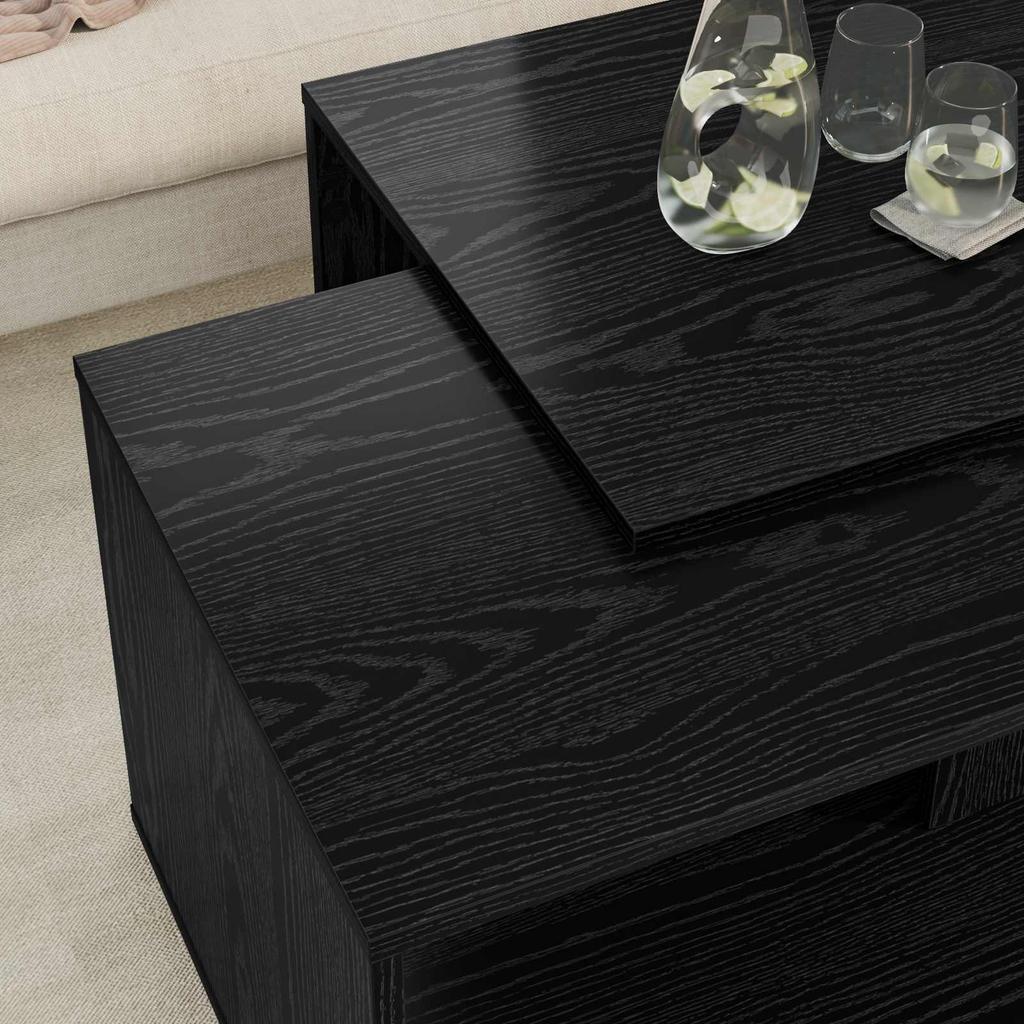 Coffee Table Set 2 Pcs Black Oak Effect Particleboard