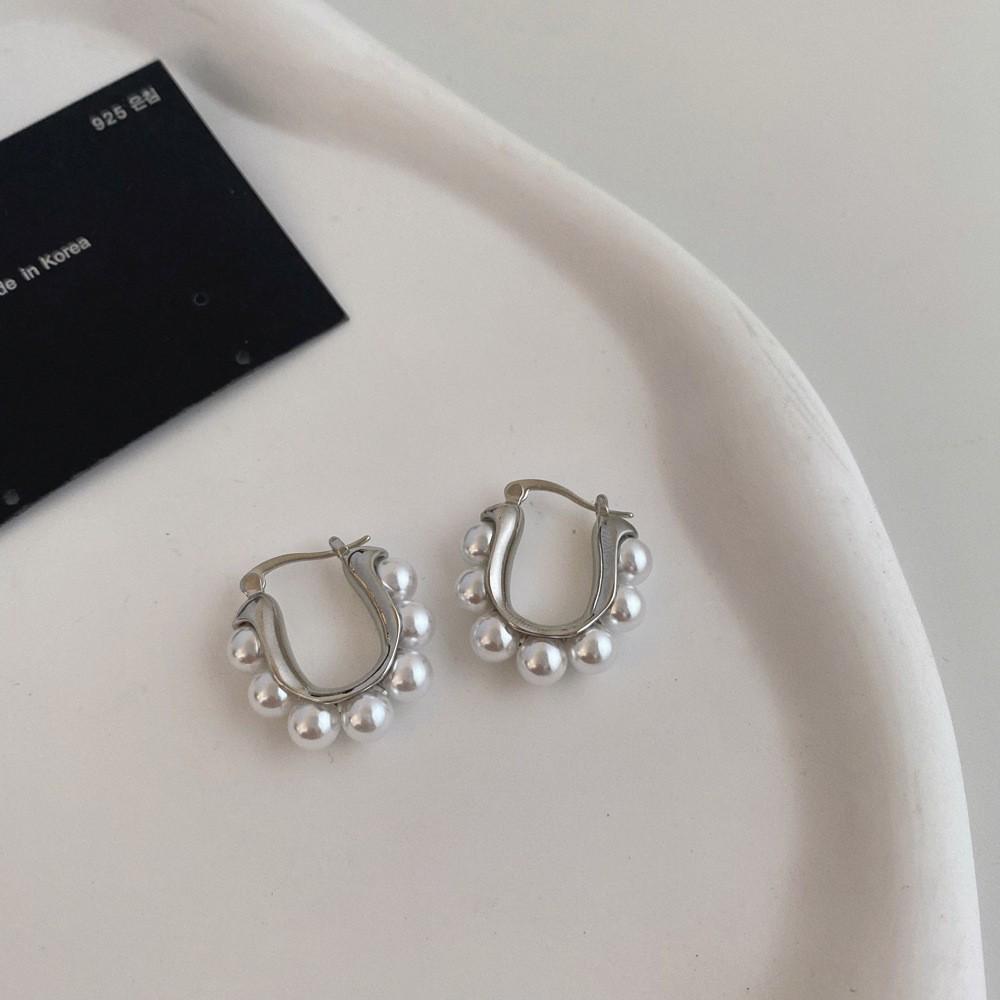 Eleganckie wiszące kolczyki z francuskich pereł: Pozłacany, Wzór Vintage ze Srebra 925