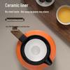 Temok Smart Display Ceramic Lined Insulated Tea Pot with Wood Grain Handle