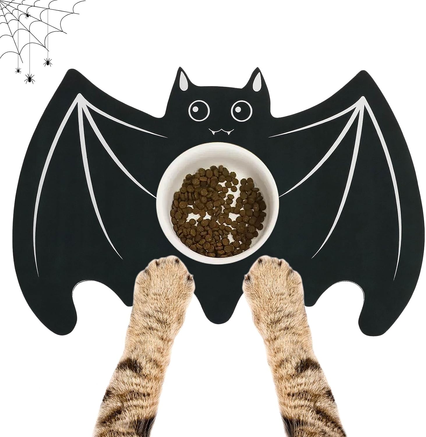 

Halloween Pet Mat for Food Water Feeding Mat Spider Web for Dog Cat Bowl Anti-Stain Quick Dry Easy Clean Floor Place Mat Indoor 30X40cm