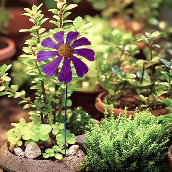 Metal Flower Garden Stake Outdoor Ground Insert Flower Decoration Rustic Flower Yard Art Stake for Lawn Patio Pathway Decor