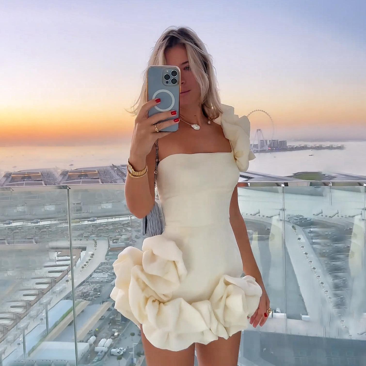 Women s Sexy Elegant White One Shoulder Ruffle Peplum Waist Mini Dress Bodycon Ruched Summer Evening Cocktail Party Dress S белый