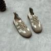 Handgemachte Lederschuhe Vintage Round Head Rindsleder Casual Damenschuhe