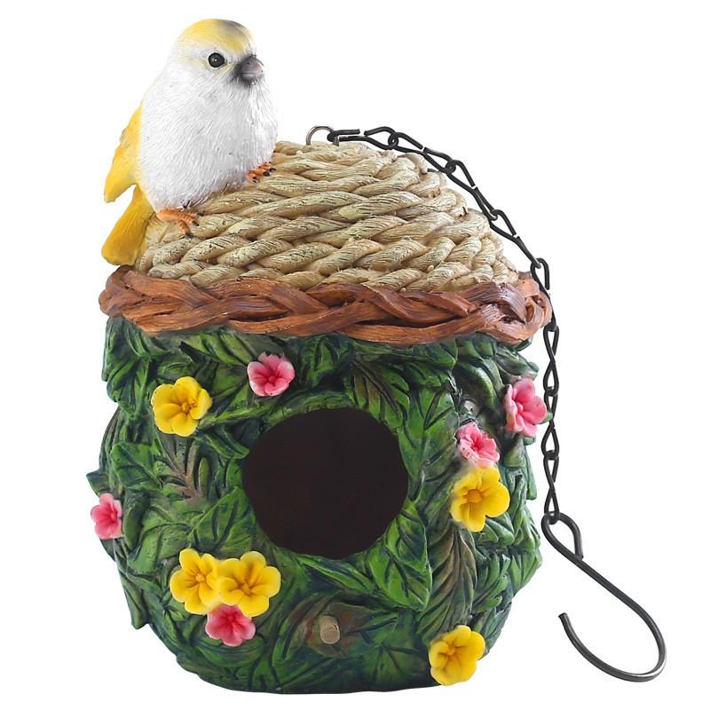 Garden Decoration Parrot Outdoor Bird House Warm Bird Nest Hanging Resin Ornaments