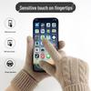 Women's Winter Knitted Touchscreen Gloves - Double-Layer Fleece-Lined, Thick Warm for Outdoor Cycling