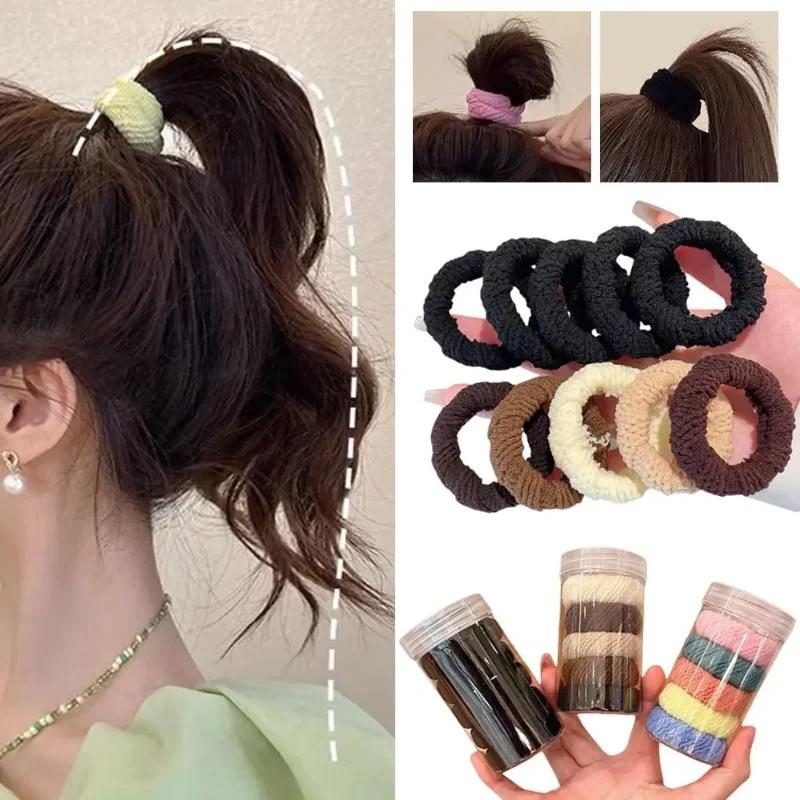 5Pcs/Set High Elastic Hair Rubber Bands For Women Plush Hair Ties Girls Thick Hair Rope Lady Scrunchies Head Band Headdress