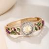 Round Dial Ladies Wristwatch Rhinestone Bracelet Quartz Watch Vintage  Watch  Court Style