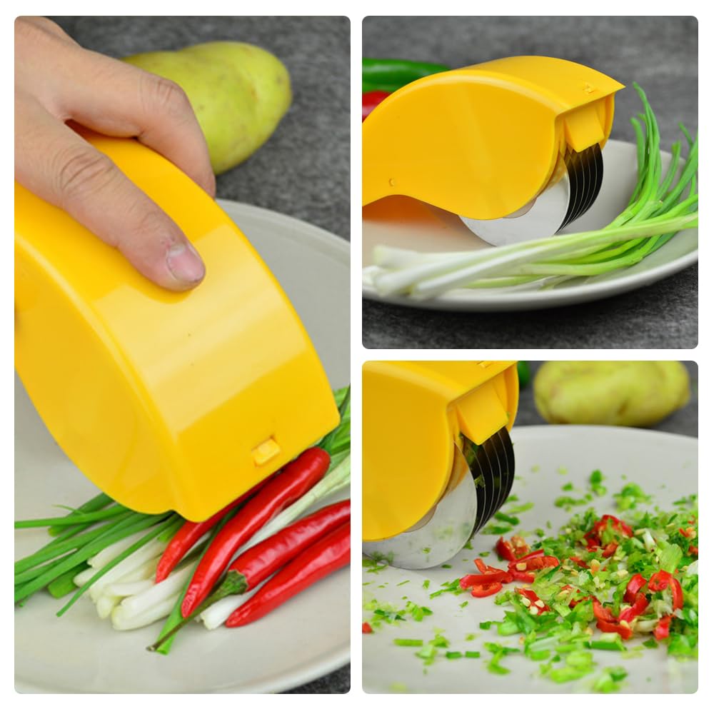 Stainless Steel Rolling Cutter Scallion Ginger Garlic Multifunction Cutting Vegetable Slicer Chopper Knife Kitchen Accessories