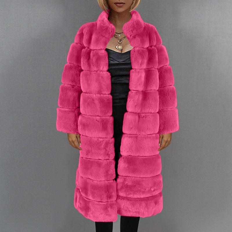 50 autumn and winter new products stand-up collar long imitation fur coat top women's coat Cheng Juan