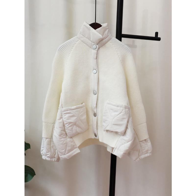 

Осенне-зимняя хлопковая одежда с комбинированным вязаным кардиганом, женский свободный ленивый свитер-жакет для ленивых поездок на работу one size fits all