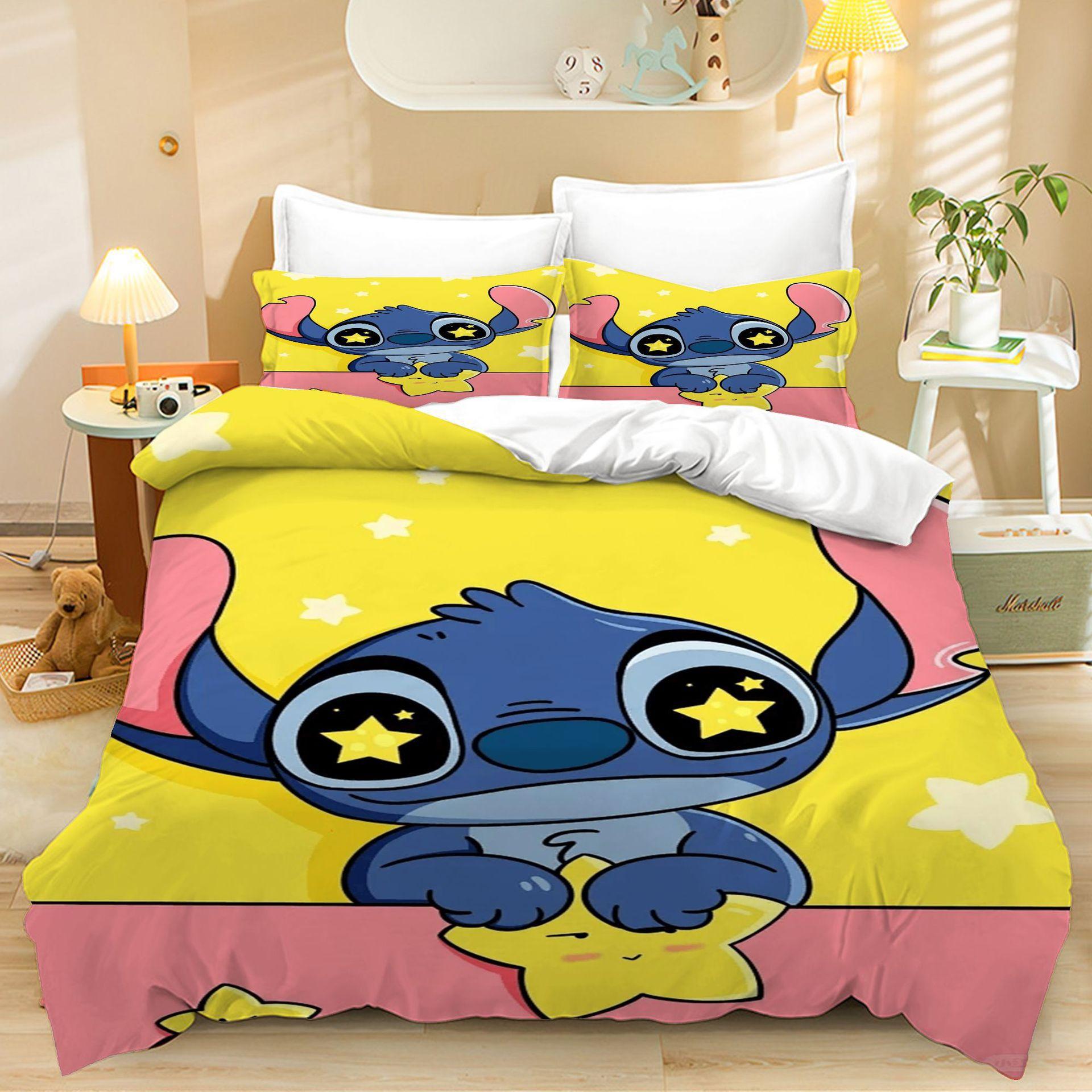 

Home Textile Three-Piece Color Cartoon Digital Printing Quilt Pillowcase Bedding 90 * 200