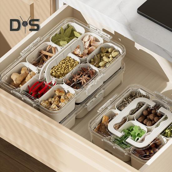 Contenedor para refrigerios con múltiples compartimentos, diseño de tapa transparente sin BPA, organizador para refrigerador, caja de almacenamiento de alimentos