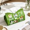Foldable Paper Storage Leather Tissue Box Cover with Cartoon Puppies Pattern, Desktop Organizer, Napkin Holder Home Solution Case, Facial Organizer