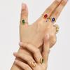 18k Gold Plated Open Ring with Qiong Yao Czech Glass Stone in Stainless Steel Bezel