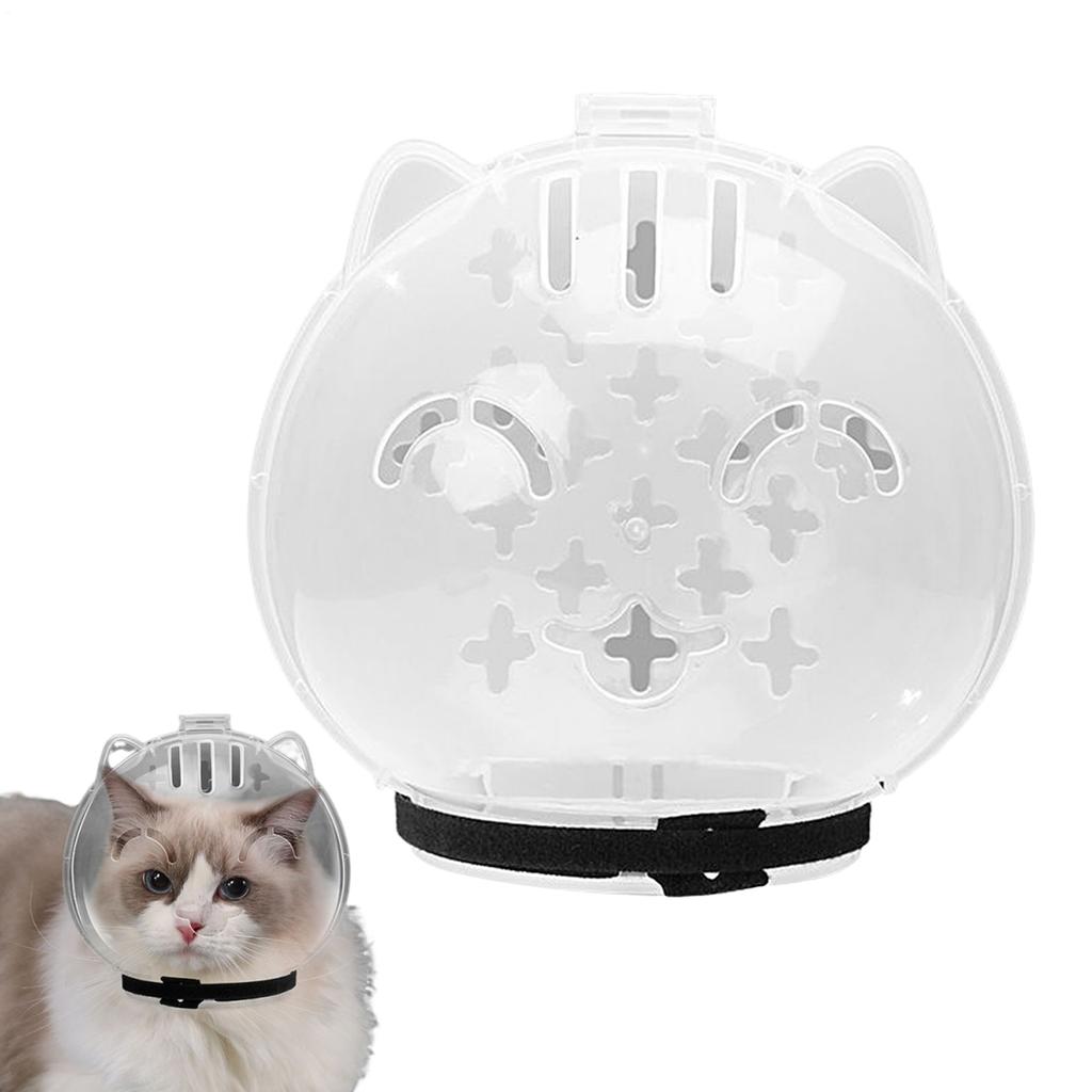 Cat Helmet For Grooming Transparent Head Cover Adjustable Kitten Astronaut Helmet Shaving Pet Tools Guard Muzzle Chewing For Cat