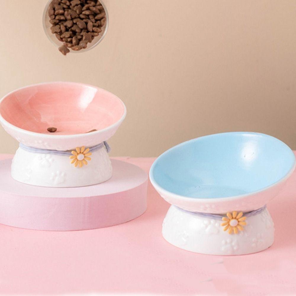 Ceramic Cat Bowl Creative Dog Food Feeding Basin Anti Knock Pet High Foot Bowl  Neck Protection