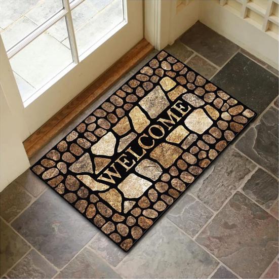 Welcome Floor Mat Non Slip Absorbent Entryway Rug Indoor Outdoor Entrance Doormat for Patio Hallway Home Decor